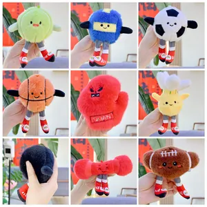Cartoon Anthropomorpher Sportball Plüsch Schlüsselanhänger Süßer Basketball Fußball Rugby Anhänger Tasche Charm Soft Puppe