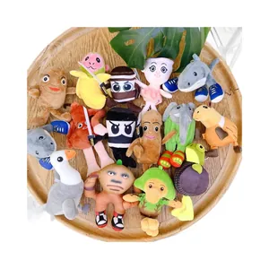 Cute plush keychain set featuring assorted animal characters in colorful outfits