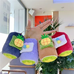 Cute Plush Roll Cake Fruit Bread Keychain Soft Stuffed Food Pendant For Backpack Key Ornament Birthday Gift Women Girls