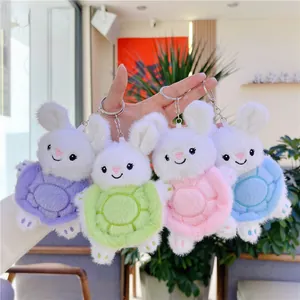 Lindo Conejo Caparazón de Tortuga Llavero de Peluche Suave Animal de Peluche Para Decoración de Bolsos Regalo Niños Mini Muñeca Colorida