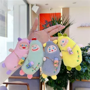 Schattige Pluche Monster Sleutelhanger Met Miniatuur Fles Accessoire Zachte Cartoon Banaan Pop Tas Charms Voor Vrouwen Kinderen Cadeau