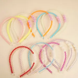 Women Sweet Beaded Headband Handmade Plastic Artificial Pearl Non Slip Hair Band Party Daily Headwear For Girls