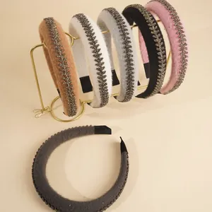 Mode Gepolsterter Plüsch Strass Haarreif Hocher Kopf Fuzzy Haarband Glänzende Kristall Blatt Dekor Für Damen Haarschmuck