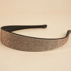 Funkelndes roségoldenes Strass-Haarband für Damen mit rutschfester schwarzer Basis