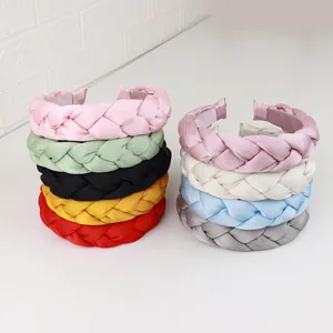 Braided organza headbands in nine various colors with thick woven satin fabric design