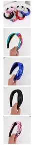 Détails de serre-têtes larges à nœuds en cuir PU métallique aux couleurs vives variées