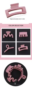 Detailed set of four pink hair claw clips in various shapes with 8cm size dimensions