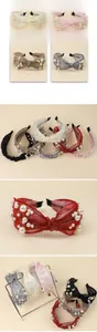 Detail of elegant organza knotted headband featuring various pearl bead embellishments