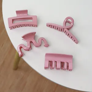 Pink Ins Style Minimalist Hair Claw Shark Clip For Women Korean Fashion Polystyrene Geometric Daily Hair Accessories