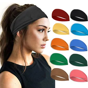 Women Men Sports Hair Band Breathable Cotton Elastic Yoga Sweatband Non-Slip Running Headband Wide Turban For Fitness Workout