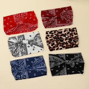 6-pack wide paisley and leopard print twist headbands for women sports and yoga