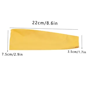 Bright yellow elastic sports headband with size dimensions of 22cm by 7.5cm for yoga