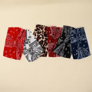 Set of 6 bohemian paisley and leopard print wide elastic headbands for women