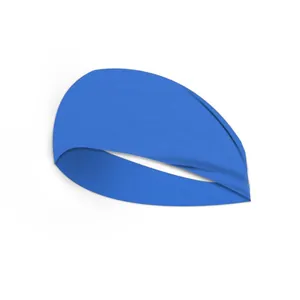 Bright blue breathable sports headband for yoga and running with seamless design