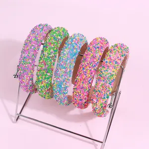 Five-piece colorful candy sprinkle sponge headbands with a high crown stylish design