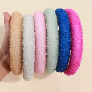 Set di cerchietti larghi imbottiti con perline luccicanti in vari colori per donna
