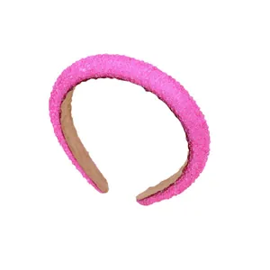 Cerchietto rosa scintillante con perline e strass luminosi per capelli da donna