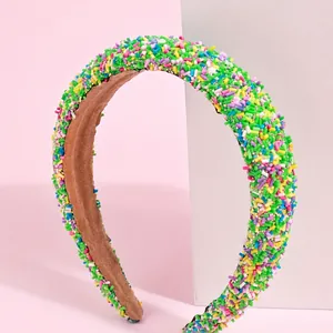 Colorful candy sprinkle padded headband for women with stylish high top sponge design