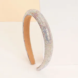 Cerchietto imbottito di lusso con strass AB iridescenti e morbida fodera in velluto
