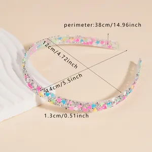 Colorful heart sequin resin headband for girls featuring bright pastel glitter accents