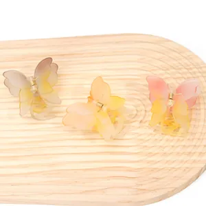 Détail de pinces à cheveux papillon double couche avec fini mat et dégradé coloré