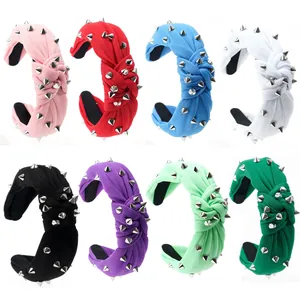 Serre-tête Punk à Rivets pour Femmes Bandeau Noué Style Gothic Rock en Tissu avec Pointes en Métal Accessoires Cheveux
