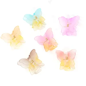 Ensemble détaillé de six pinces à cheveux papillon mates avec dégradé de couleurs