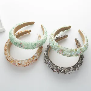 Set of four padded headbands with resin pearls, rhinestones, and USA flag pattern elements