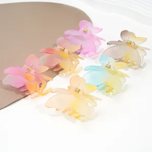 Lot de 6 pinces à cheveux papillon avec dégradé pastel mat pour coiffures féminines
