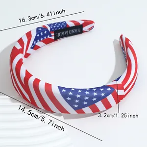 Détail du serre-tête drapeau USA avec dimensions 16,3 cm de large et 3,2 cm d'épaisseur