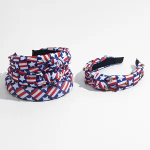 Lot de serre-têtes drapeau américain avec étoiles, rayures, perles et strass