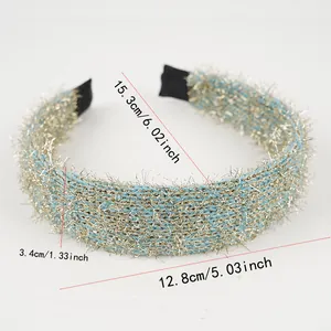 Detailed size specifications for light blue sparkling headband with 3.4cm width and dimensions