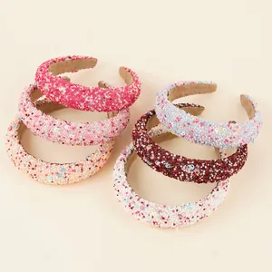 Serre-tête Tendance à Visage Souriant Coloré Rembourré en Éponge pour Femmes Accessoire de Cheveux Fait Main avec Perles et Paillettes