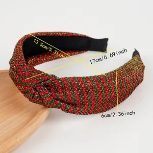 Detailansicht des festlichen Glitzer-Knoten-Haarreifens mit Größenangaben in cm