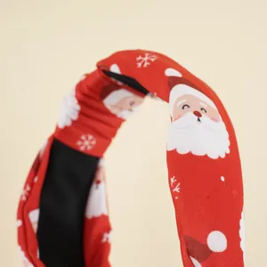 Serre-tête de Noël rouge avec imprimés Père Noël et flocons pour fêtes de fin d'année