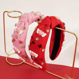 Diadema de San Valentín Corazón Alas Strass Letra Love Nudo Banda para el Cabello Mujer Romántica Dulce