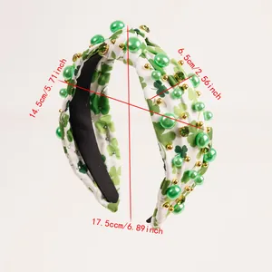 Tableau des tailles détaillé pour bandeau Saint-Patrick avec trèfles et perles vertes