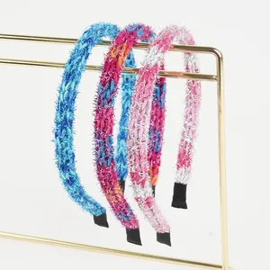 Lot de serre-têtes en tricot scintillant tons bleu marine, magenta orange et rose argent