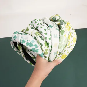 Lot de serre-têtes noués pour la Saint-Patrick avec imprimés trèfles verts pour femmes