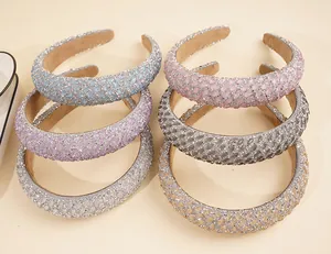 Set of six shimmering rhinestone padded headbands in various elegant pastel colors