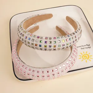 Sparkly rhinestone padded headbands with colorful crystals and non-slip velvet lining