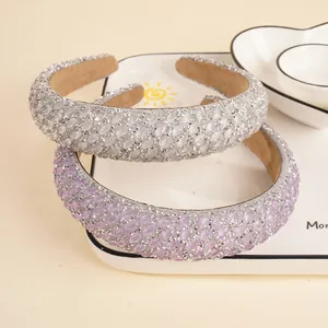 Sparkling rhinestone padded headband for women with non-slip wide sponge design