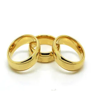 Anelli minimalisti in acciaio al tungsteno oro 18K con finitura lucida per coppie