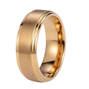 Bague pour homme plaquée or 18 carats avec centre brossé et bords polis