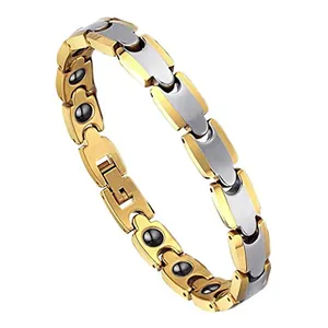 Tungsten Steel Magnetic Bracelet For Men Women Couple Gold Silver Two Tone Color Block Health Therapy Minimalist Fashion Jewelry Gift