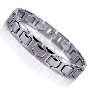Men Tungsten Steel Magnetic Bracelet Health Therapy H Shaped Link Chain Polished Gunmetal Silver Fashion Men Jewelry Gift