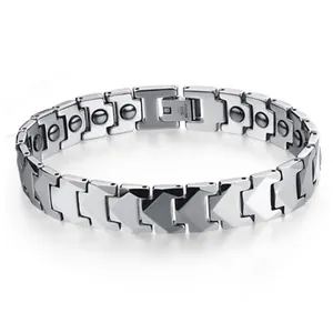 Men's Tungsten Steel Magnetic Bracelet Geometric Arrow Design Polished Metal Chain Bracelet For Men Jewelry Gift