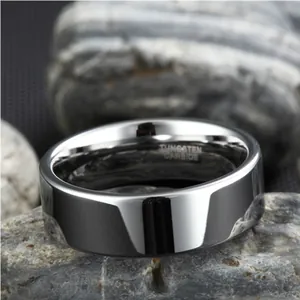 Modern Minimalist Tungsten Carbide Ring For Men Mirror Polish Wide Band Smooth Finger Ring Jewelry Gift