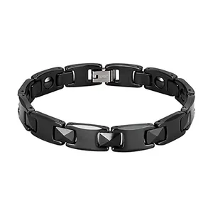 Men Black Tungsten Steel Magnetic Therapy Bracelet Minimalist H-Link Chain Polished Health Jewelry For Men Daily Gift