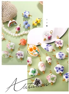 Detailed view of colorful star and heart-shaped ceramic charms for DIY jewelry making